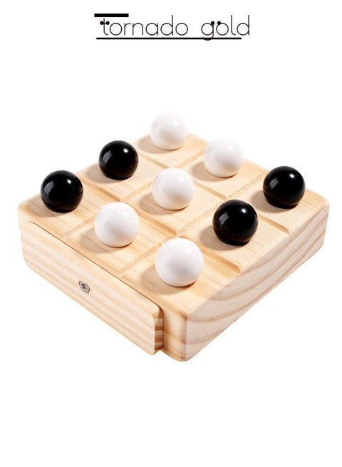 Tic Tac Toe Push Me Board Game Wooden Puzzle Mini Portable Fun Board Game