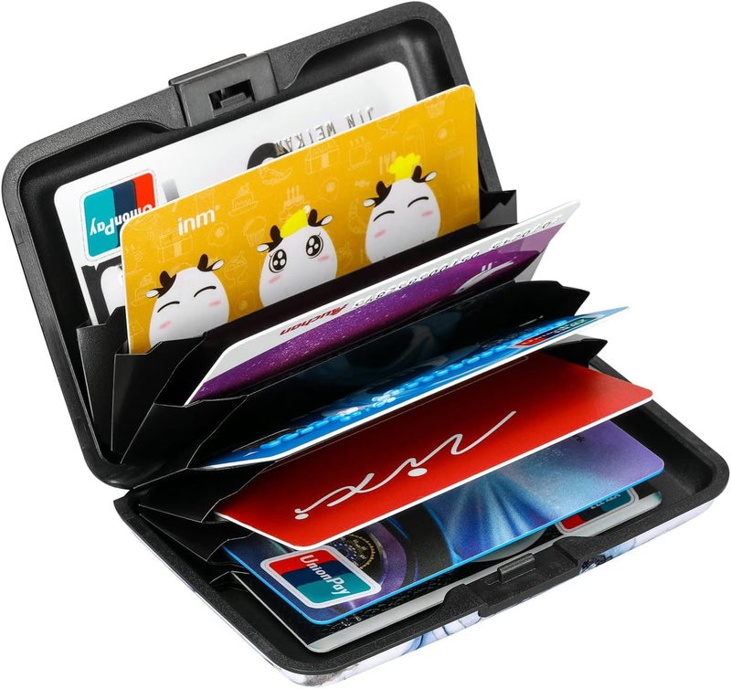 ELFISH RFID Blocking Credit Card Protector Aluminum ID Case Hard Shell Business Card Holders Metal Wallet for Men or Women (Graywhite Marble) - Image 5