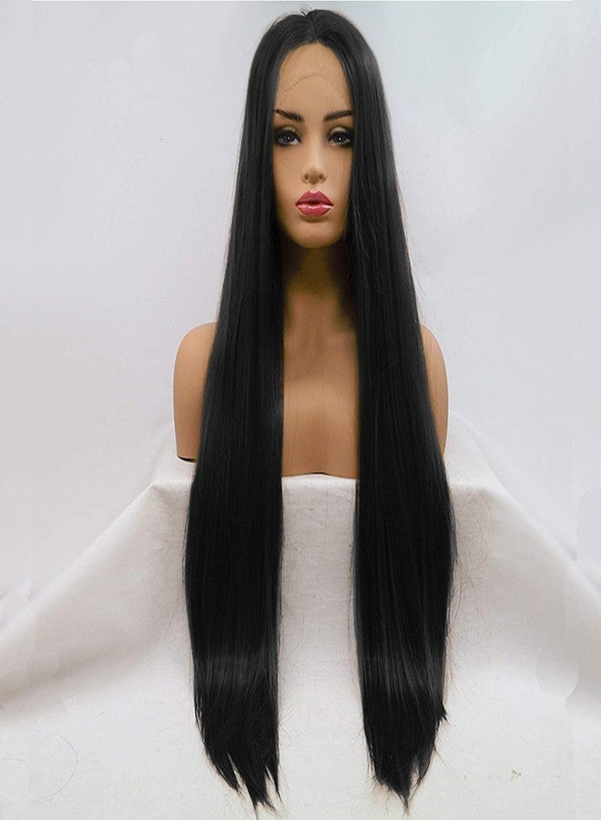 Paradise Women Wigs Natural Hair Of Full Head, Front Lace Hair Wig For Women Length 32 inch (Free 2 Wig Cap + Carry Pouch) (Black) - Image 1