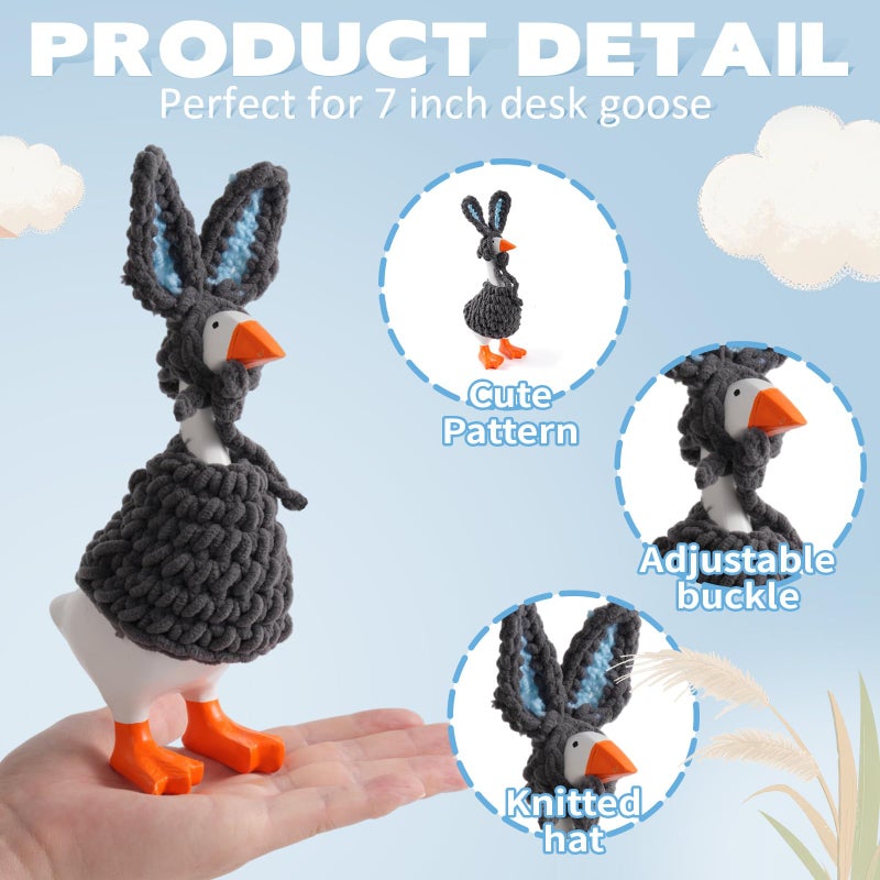 linastu 7inch Rabbit Desk Goose Outfits, Mini Desktop Goose Clothes Desk Goose Accessories Set for Magnetic Goose Statue (Rabbit) - Image 2