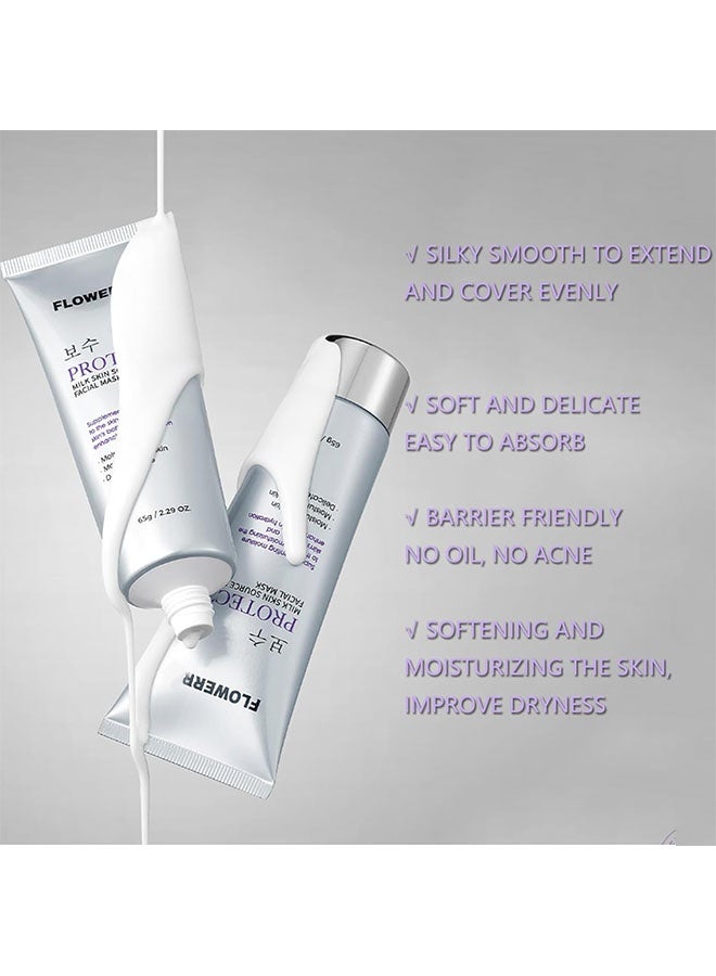 فلاور قناع الوجه بحبيبات الكولاجين كريستال لايت، مجموعة أقنعة تقشير بالليلة لتغليف الكولاجين، قناع شد وتقليل التجاعيد، كولاجين مهدرج لبشرة متوهجة، 65 جرام - Image 4