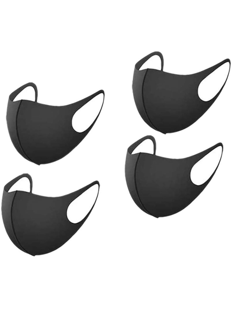 VIUAUAX قناع وجه قابل لإعادة الاستخدام لركوب الدراجات والتخييم والسفر والرياضة (أسود) - عبوة من 4 قطع - Image 1
