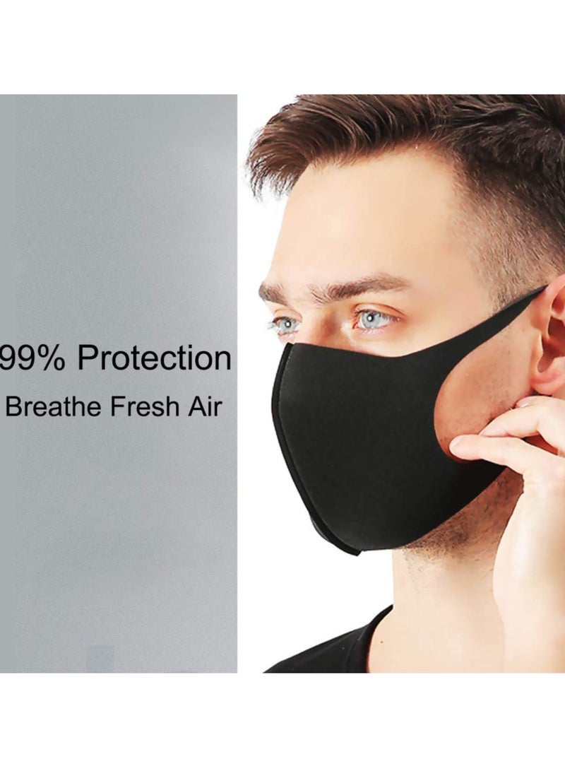 VIUAUAX قناع وجه قابل لإعادة الاستخدام لركوب الدراجات والتخييم والسفر والرياضة (أسود) - عبوة من 4 قطع - Image 4