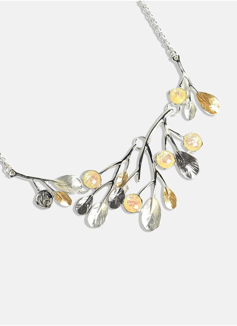 SOHI Metallic Foliage Jewellery Set