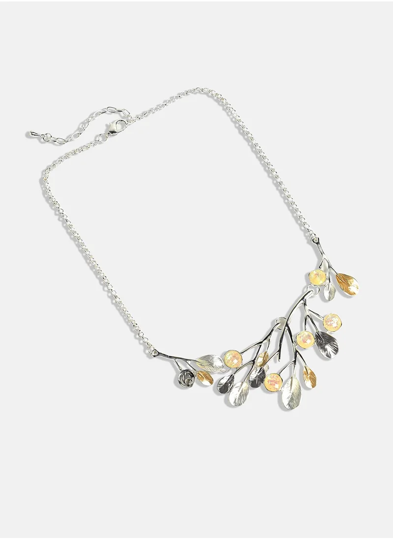 SOHI Metallic Foliage Jewellery Set