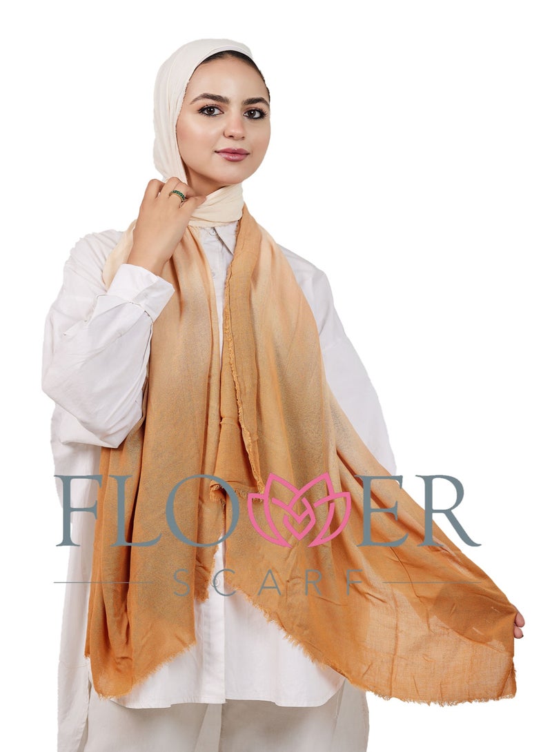 FLOWER Plain Cotton Gradient Veil - Camel - Image 4