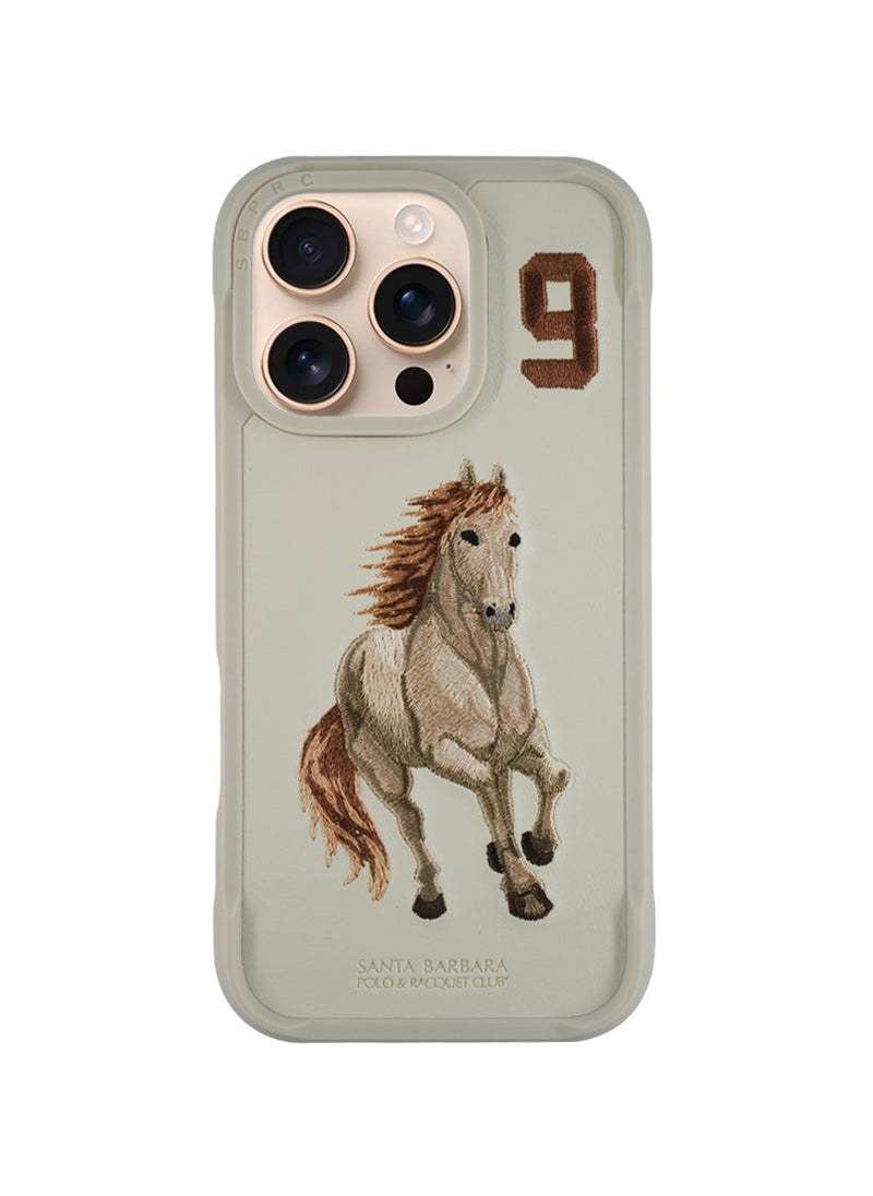 SANTA BARBARA POLO & RACQUET CLUB Boris Series Horse Embroidery MagSafe Phone Case for iPhone 16 Pro Max – Shockproof, Premium Pleather & TPU, Anti-Slip Grip, Raised Edges for Screen & Camera Protection, Scratch-Resistant, Lightweight & Slim Design – Beige  - Image 2