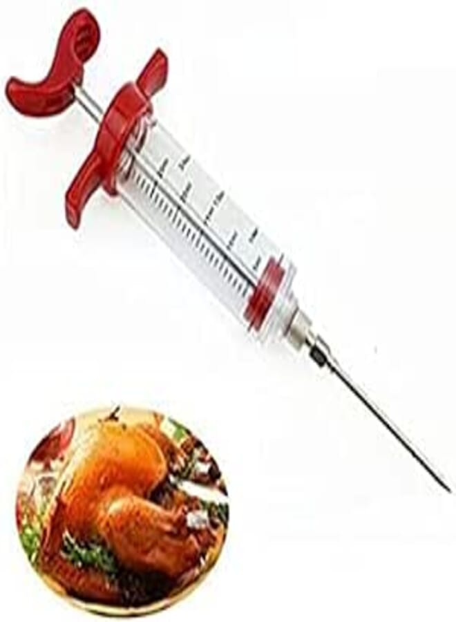 Generic Cooking Syringe/Meat Syringe, Seasoning Syringe Set, Meat Marinade Syringe Seasoning, Kitchen Cooking Tool Stainless Steel (red)