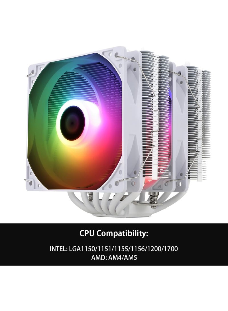 ثيرمالرايت مبرد المعالج Thermalright Peerless Assassin 120 SE ARGB أبيض، مزود بستة أنابيب حرارية، ومروحتين 120 مم TL-C12CW-S PWM، بتقنية AGHP، متوافق مع معالجات AMD AM4/AM5/Intel LGA1700/115X/1851/1155/1200 - Image 4