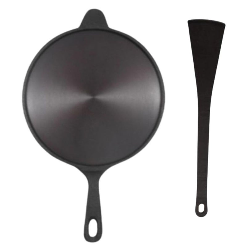 MUD N POT Pre Seasoned cast Iron Dosa Tawa Elegant Roti Pan Heritage Single Handle Vintage Non Seasoning Smooth Finish Naturally Polished Long Handle - Image 1