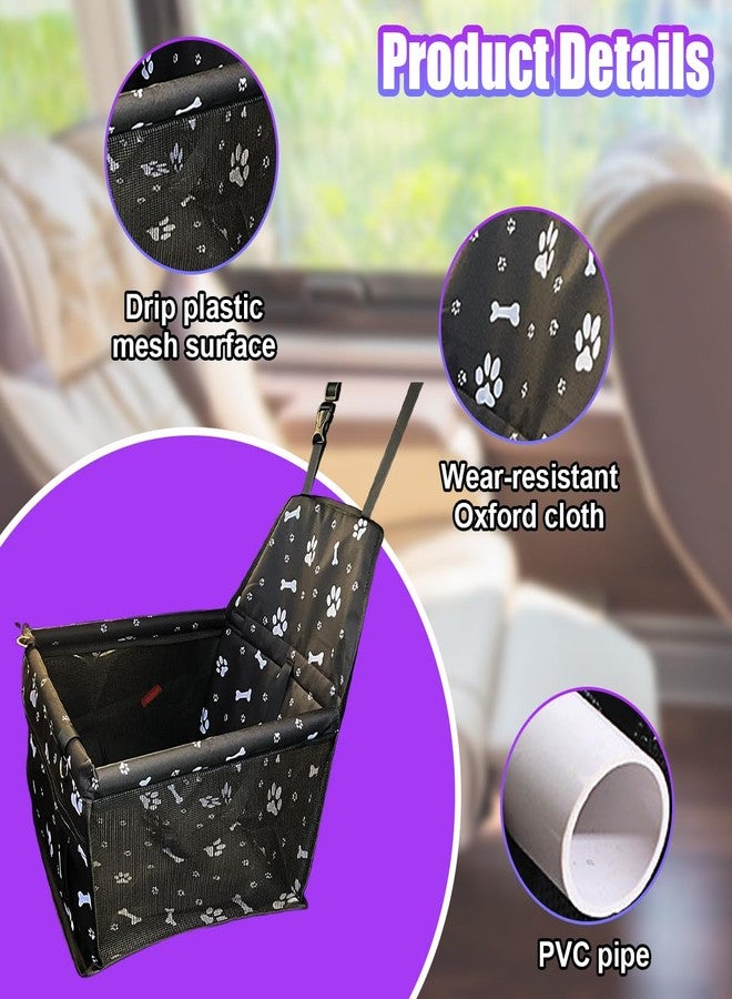 UHANBUT Pet Car Seat, Breathable & Waterproof Oxford Dog Car Booster Seats with Seat Belt and Mesh Window, Portable Foldable Travel Look Out Bag for Small Medium Dogs & Cats (Black, 1PC) - Image 3