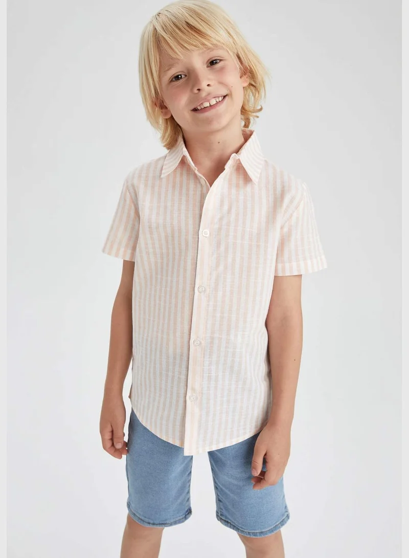 ديفاكتو Boy Regular Fit Polo Neck Woven Top Short Sleeve Shirt