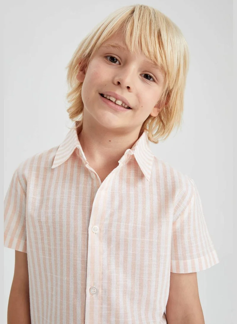 ديفاكتو Boy Regular Fit Polo Neck Woven Top Short Sleeve Shirt