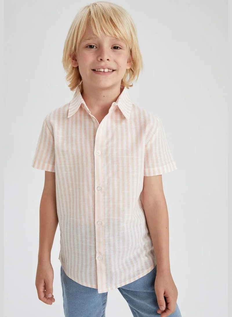 ديفاكتو Boy Regular Fit Polo Neck Woven Top Short Sleeve Shirt