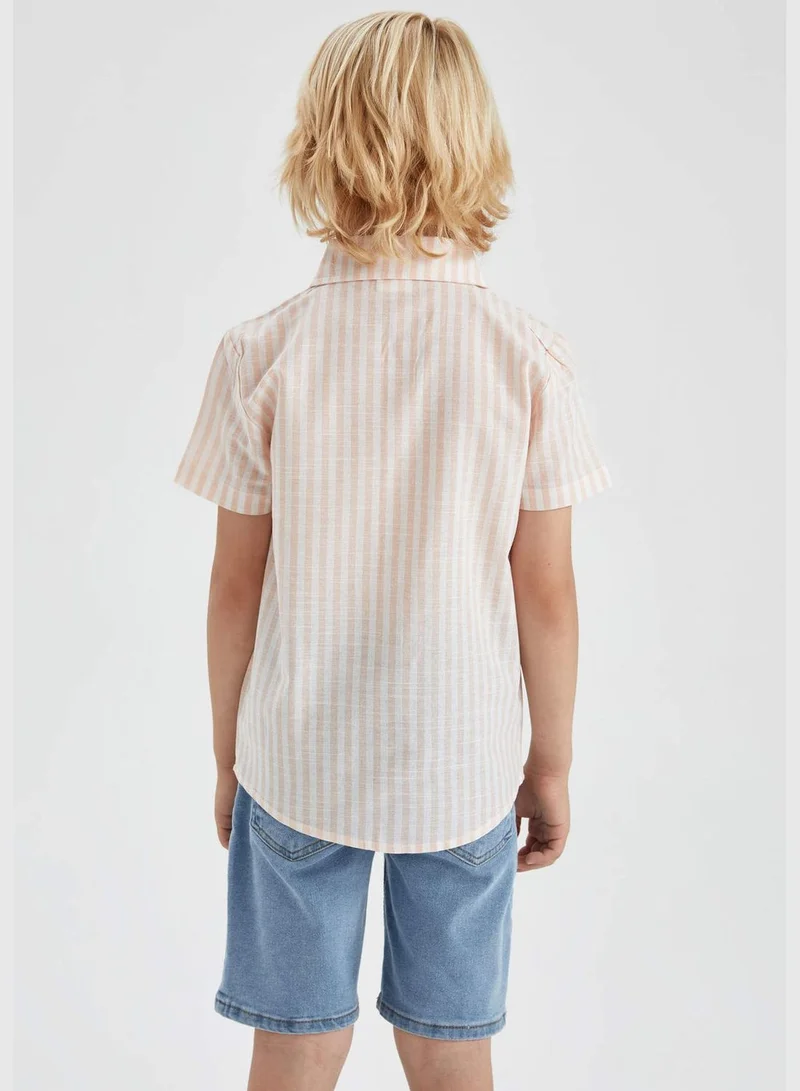 ديفاكتو Boy Regular Fit Polo Neck Woven Top Short Sleeve Shirt