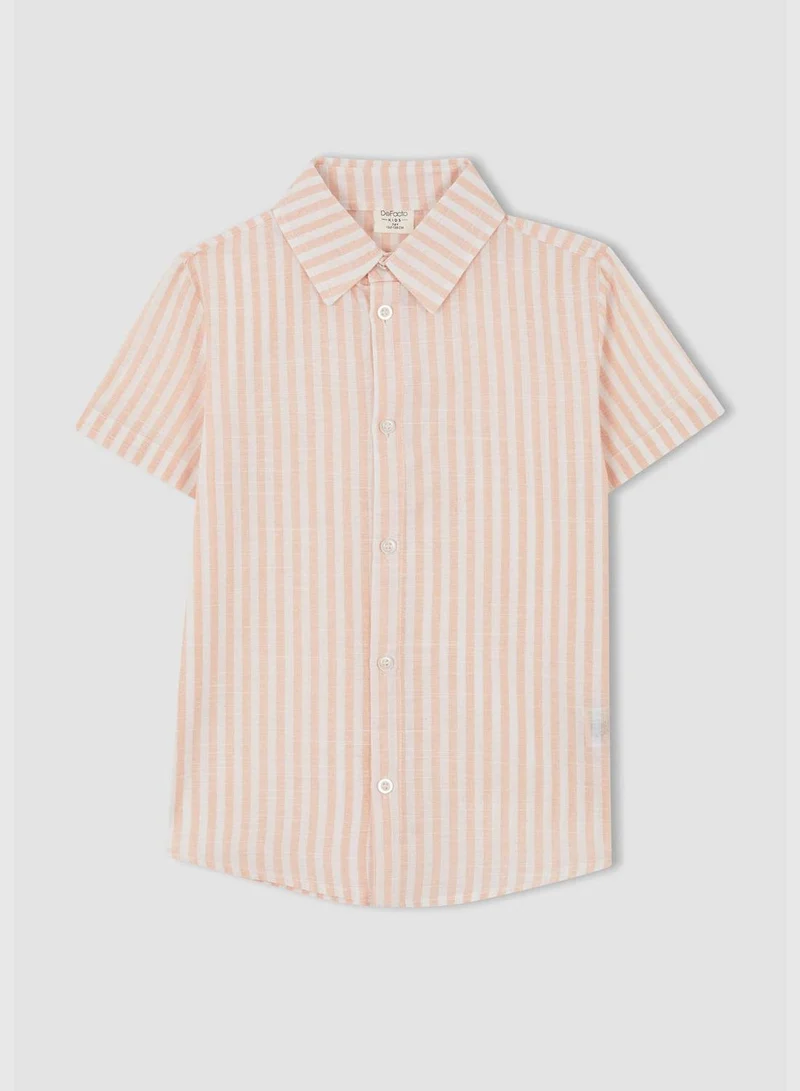 ديفاكتو Boy Regular Fit Polo Neck Woven Top Short Sleeve Shirt
