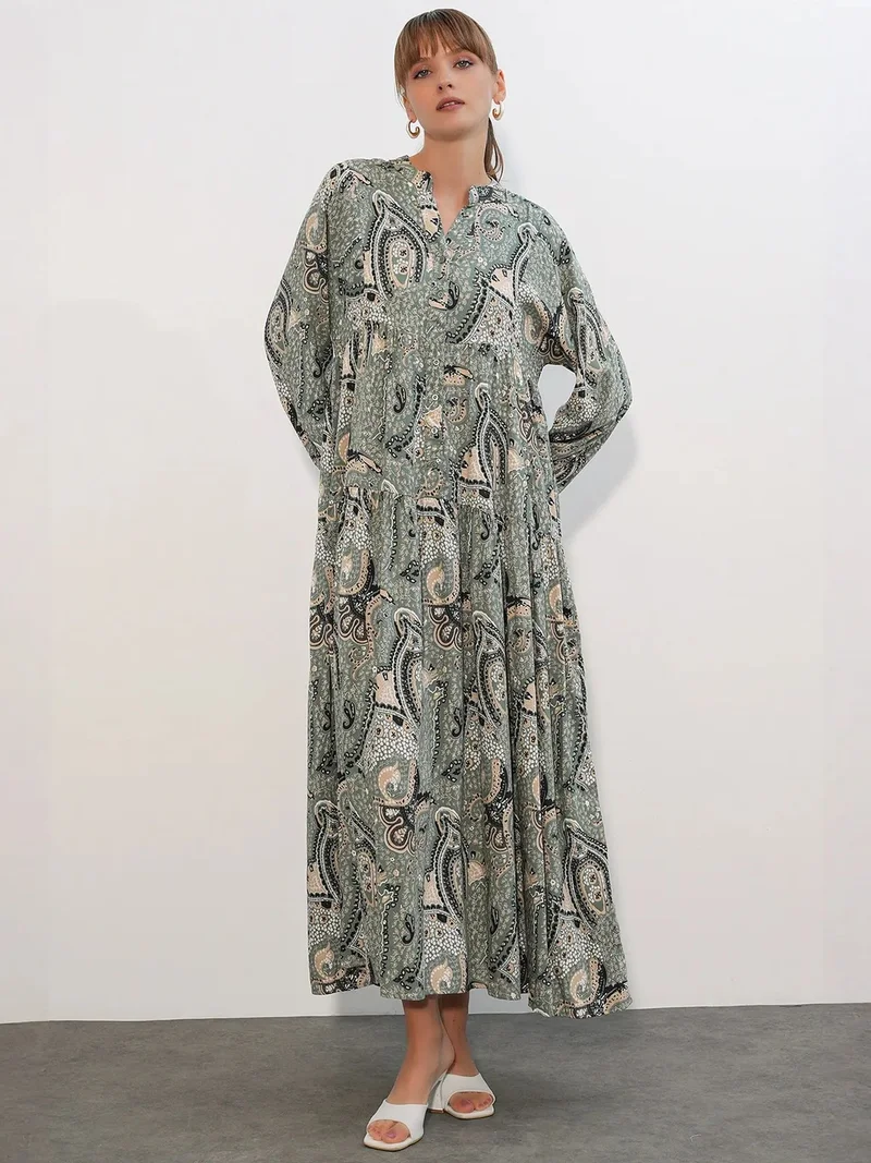 Big Dart Multicolor BDART Patterned V-Neck Maxi Dress for Women | Best Price UAE
