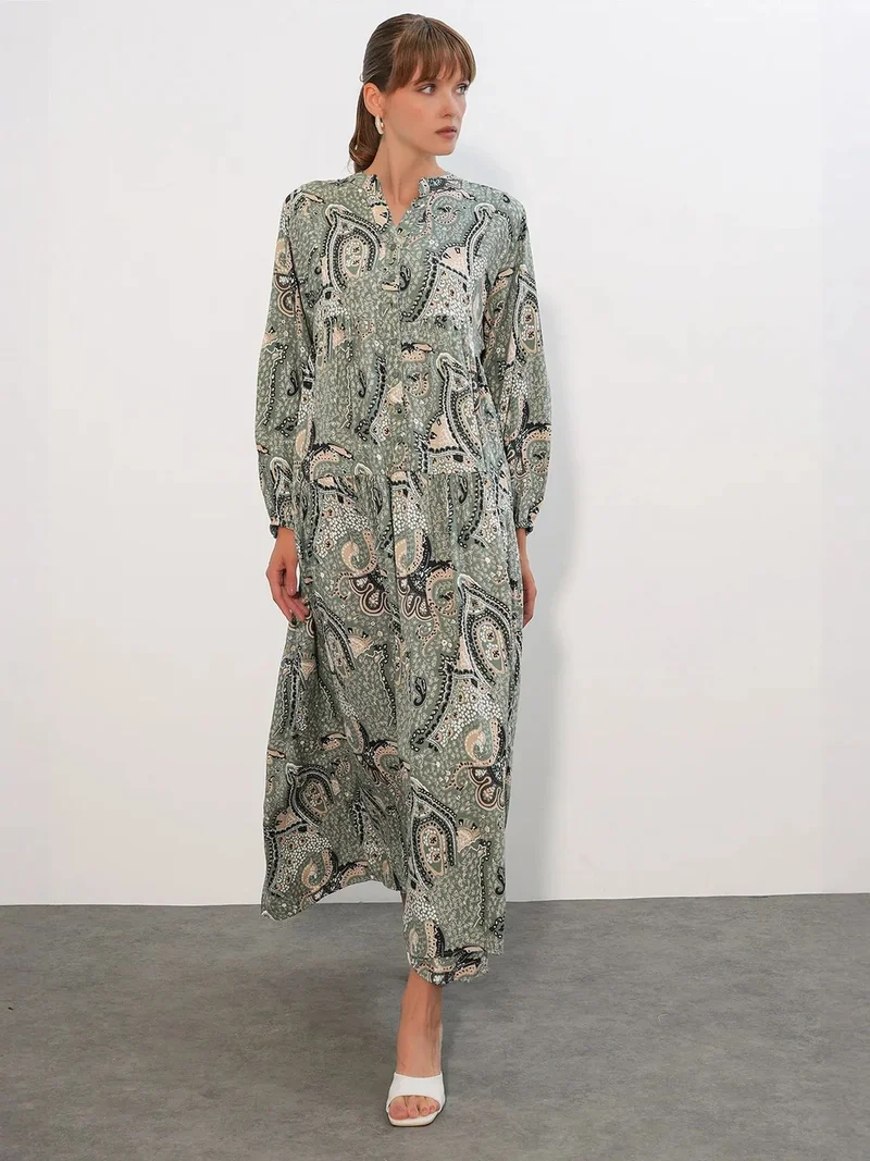 Big Dart Multicolor BDART Patterned V-Neck Maxi Dress for Women | Best Price UAE