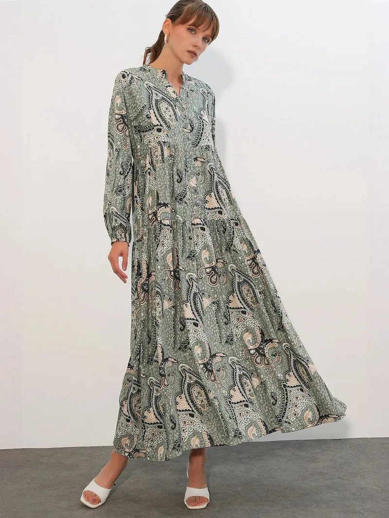 Big Dart Multicolor BDART Patterned V-Neck Maxi Dress for Women | Best Price UAE