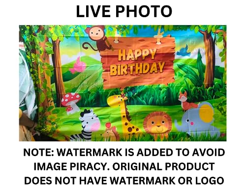 FI - FLICK IN 1 pc Animal Theme Backdrop Cloth (6.5ft X 5ft) Lion King Backdrop Curtain for Birthday Jungle Theme Birthday Decoration (Pack of 1, Multicolor) - Image 3