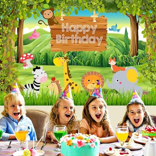FI - FLICK IN 1 pc Animal Theme Backdrop Cloth (6.5ft X 5ft) Lion King Backdrop Curtain for Birthday Jungle Theme Birthday Decoration (Pack of 1, Multicolor) - Image 4