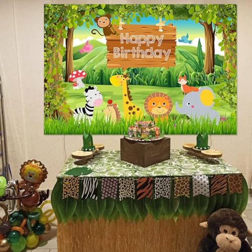 FI - FLICK IN 1 pc Animal Theme Backdrop Cloth (6.5ft X 5ft) Lion King Backdrop Curtain for Birthday Jungle Theme Birthday Decoration (Pack of 1, Multicolor) - Image 5