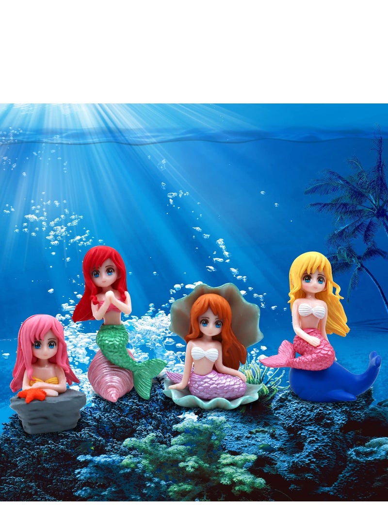 Generic - Aquarium Fish Tank Mermaid Ornament, 8 PCS Mermaid Floating Aquarium Decorations Fish Tank Decor Turtle Betta Fish Bowls Kit Decor Fish Toys - Image 1