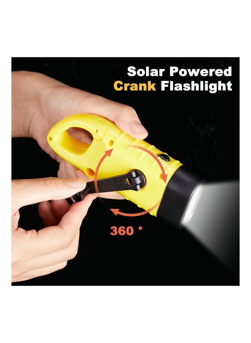 SOLARAE Hand Crank Solar Powered Flashlight Rechargeable Led Flashlight Gear Self Powered Charging Torch for Fishing Weather Pack 2 PCS - Image 2