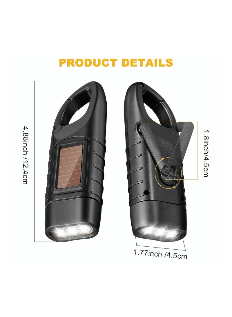 SOLARAE Hand Crank Solar Powered Flashlight Rechargeable Led Flashlight Gear Self Powered Charging Torch for Fishing Weather Pack 2 PCS - Image 5
