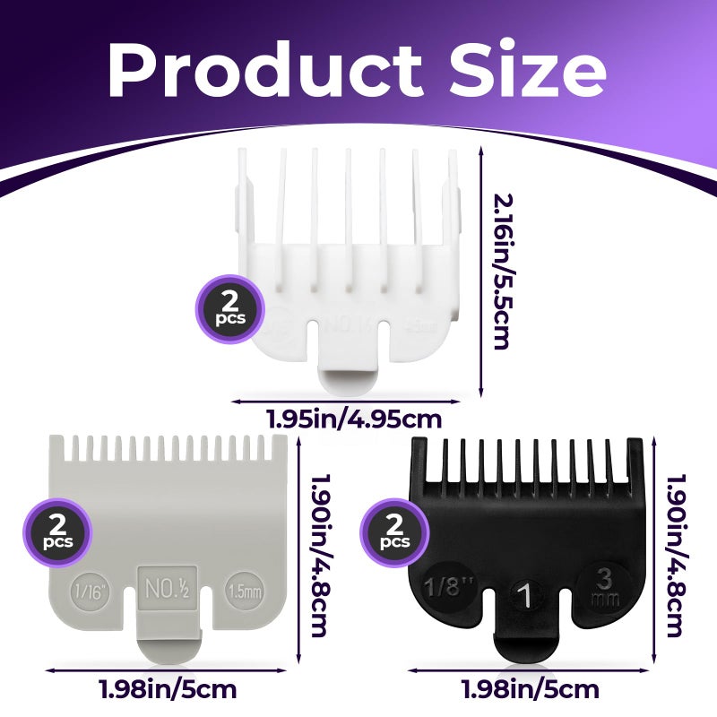 chaseroad 6 PCS Clipper Guard Set for Wahl, Premium Nylon Trimmer Guards for Wahl #1/2, #1, #1-1/2, Clipper Guards to Cutting Hair - Image 3