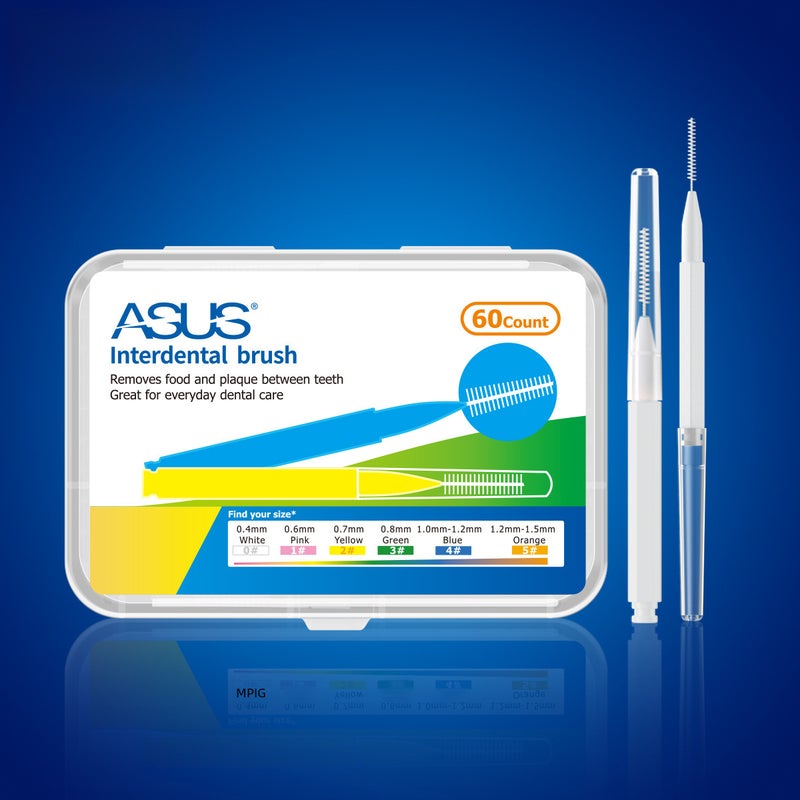 Interdental Brush Straight Handle Interdental Brush 60 PCs/Box Cleaning Tooth Gap Brush Gap Cleaning Orthodontic I-Type Interdental Brush(Upgrade-White 0.4mm) - Image 2