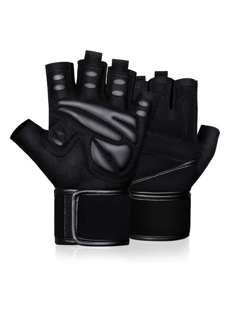 Generic Workout Gloves for Men, Weight Lifting Gloves with Wrist Wrap Support, Full Palm Protection & Extra Grips for Weightlifting, Exercise, Cross Training, Fitness, Pull-up  - Image 1