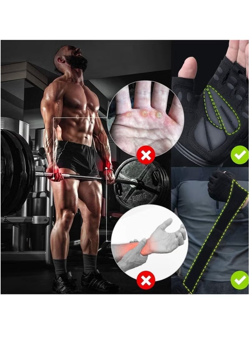 Generic Workout Gloves for Men, Weight Lifting Gloves with Wrist Wrap Support, Full Palm Protection & Extra Grips for Weightlifting, Exercise, Cross Training, Fitness, Pull-up  - Image 2