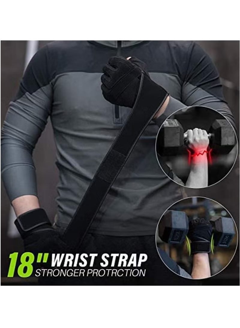 Generic Workout Gloves for Men, Weight Lifting Gloves with Wrist Wrap Support, Full Palm Protection & Extra Grips for Weightlifting, Exercise, Cross Training, Fitness, Pull-up  - Image 5