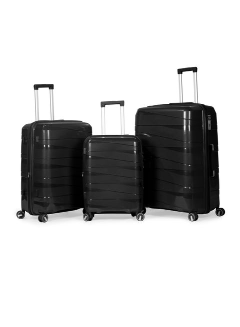 MORTIZ - Comlpete Luggage Set 3 Piece -UNBREAKABLE PP(Black)