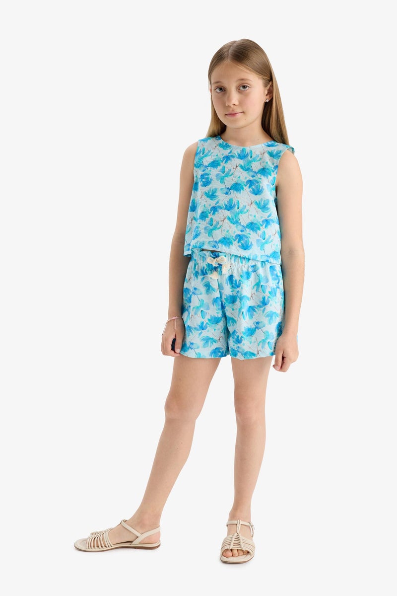 DeFacto Blue Girl Girl Elastic Waist Patterned Shorts Casual - Image 2