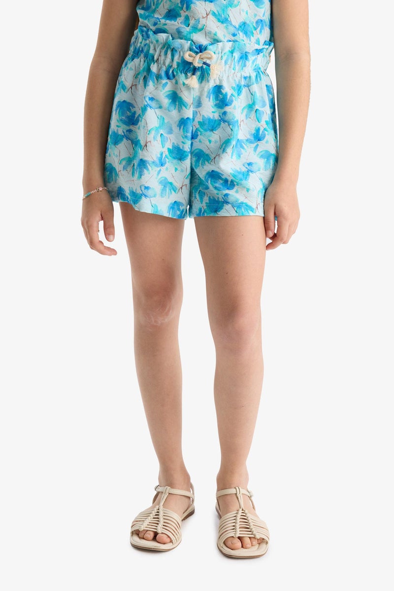 DeFacto Blue Girl Girl Elastic Waist Patterned Shorts Casual - Image 5