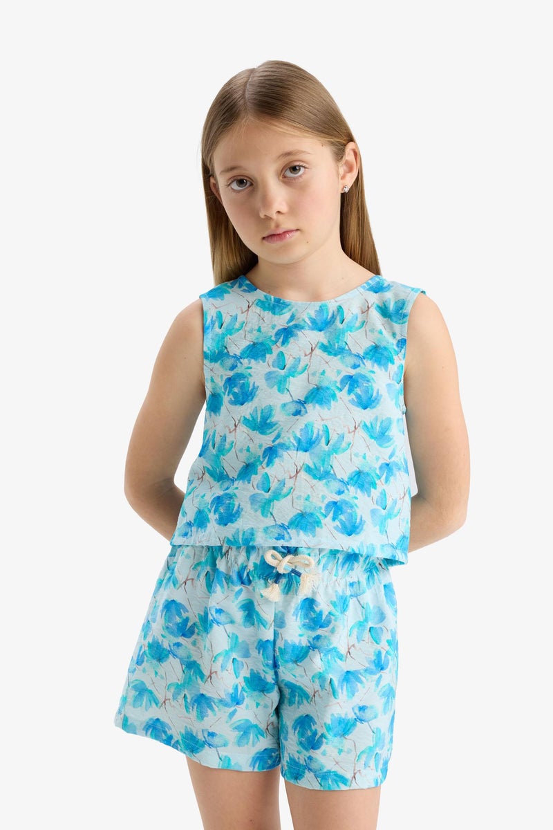 DeFacto Blue Girl Girl Elastic Waist Patterned Shorts Casual - Image 4