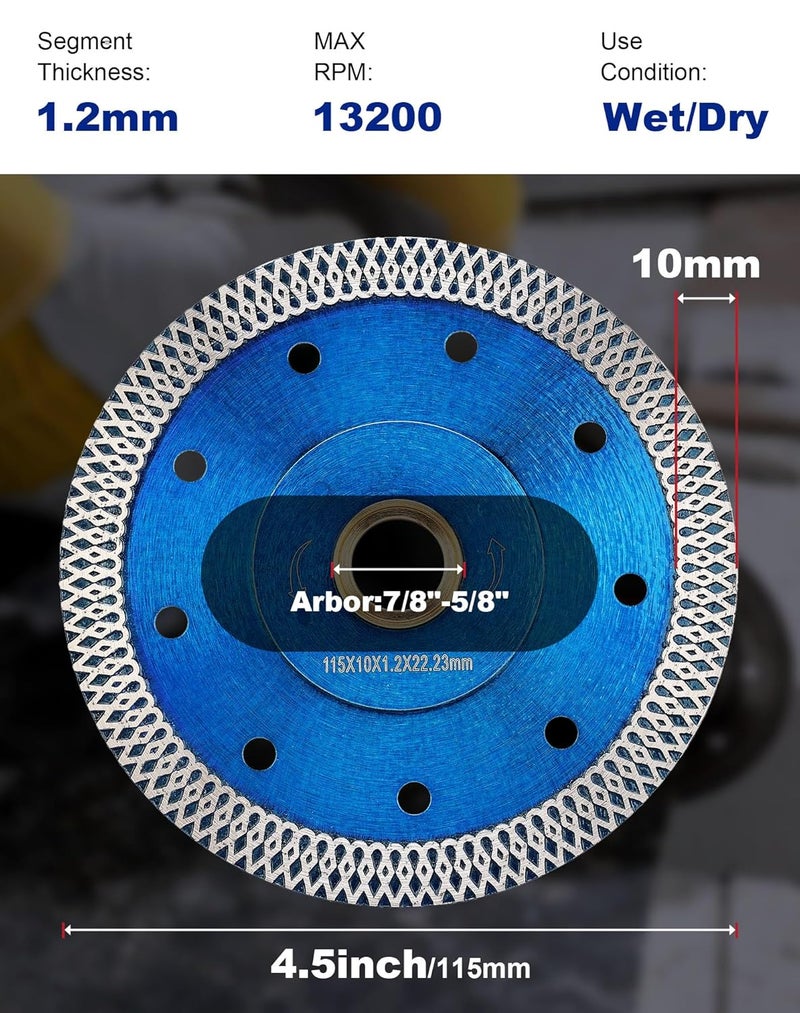 OSCEH 5Pcs/Box Porcelain Blade Super Thin Diamond Saw Blade 4.5" for Marble Granite Porcelain Tile Cutting(4.5"-5pcs) - Image 3