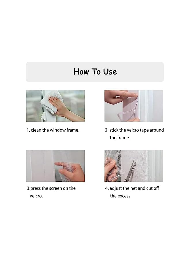 The Bros 3 Pcs Mosquito Netting for Window, DIY Self-Adhesive Window Screen Mesh with 3 Rolls Tapes, 1.3 x 1.5m Fly Screen for Windows, Block Mosquitoes, Flies and Bugs Enter (White) - Image 3