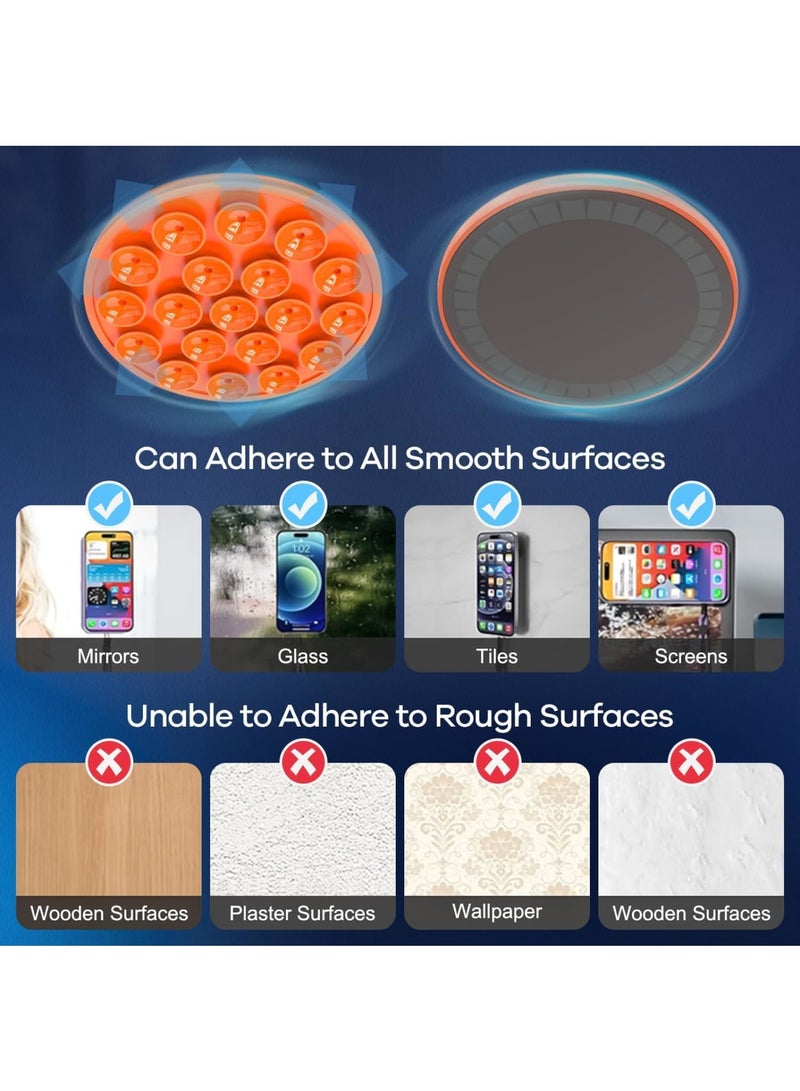 KASTWAVE Silicone Suction Phone Case Stand, Magnetic Suction Phone Case Stand, Mirror Shower Phone Holder, Non-Slip Self-Adhesive Cell Phone Suction Bracket, Suitable Creator, Videos, Selfies (Orange) - Image 3