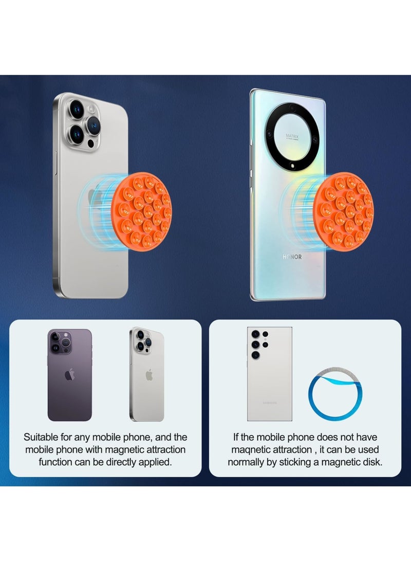 KASTWAVE Silicone Suction Phone Case Stand, Magnetic Suction Phone Case Stand, Mirror Shower Phone Holder, Non-Slip Self-Adhesive Cell Phone Suction Bracket, Suitable Creator, Videos, Selfies (Orange) - Image 4