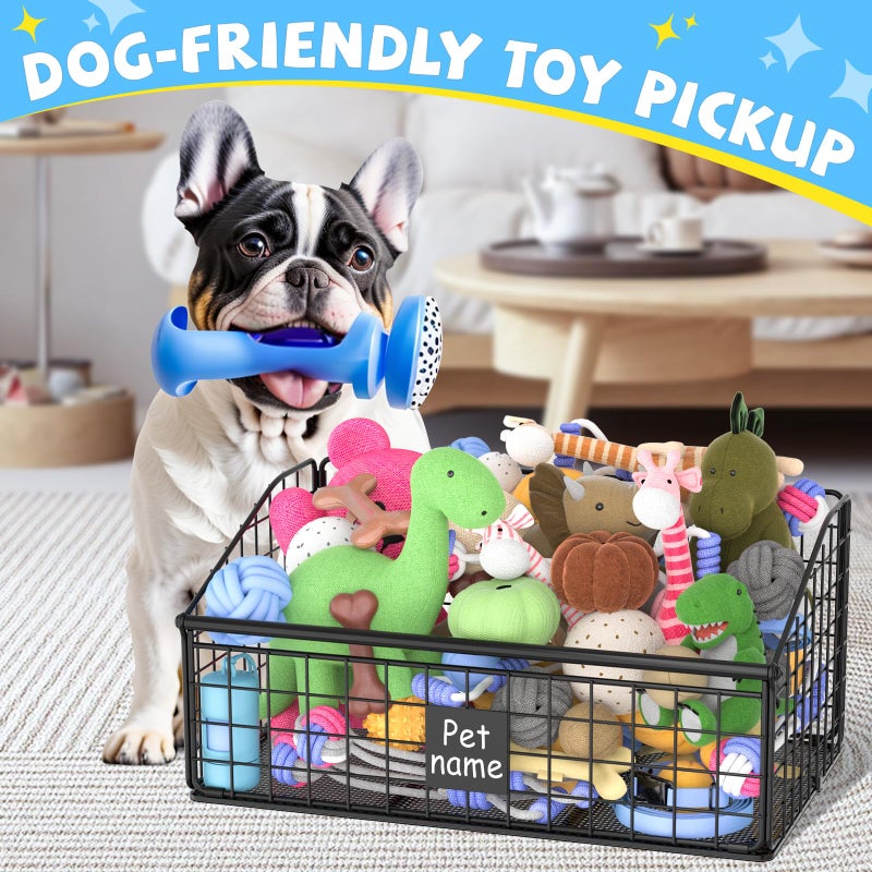 Kaiferty Indestructible Dog Toy basket, Medium Toy Box for Dogs,Pet Toy Bin Dog Metal Basket for Toys, Toy Storage Organizer, Toy Box for Living Room Area (Black) - Image 3