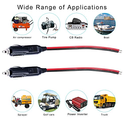 SPARKING 12V Replacement Cigarette Lighter Male Plug with Lead - 24V Car Power Adapter Auto Accessories with Led Lights, 15A Fuse (Male Plug to Tinned Terminal) - Image 5