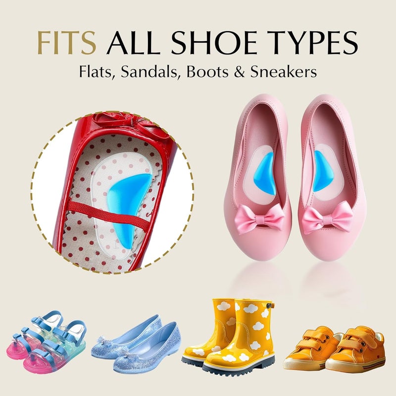 EPILYNX Kids Arch Support Inserts for Flat Feet (Ages 5–12) - Orthotics for Plantar Fasciitis, Gel Arch Support for Plantar Fasciitis - Foot Arch Support, Flat Foot Corrector, Overpronation Insoles - 1 Pair - Image 3