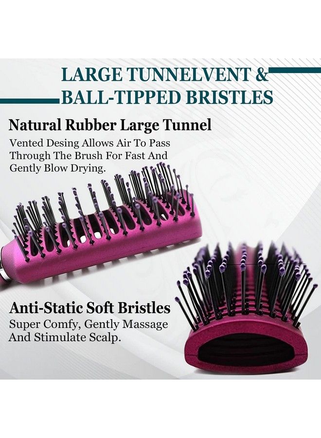 MAJESTIQUE Professional Round Brush For Blow Drying And Vent Blow Brush For Hair Heat Styling Lightweight Blow Brush For Hair Large (Purple/Black) - Image 4