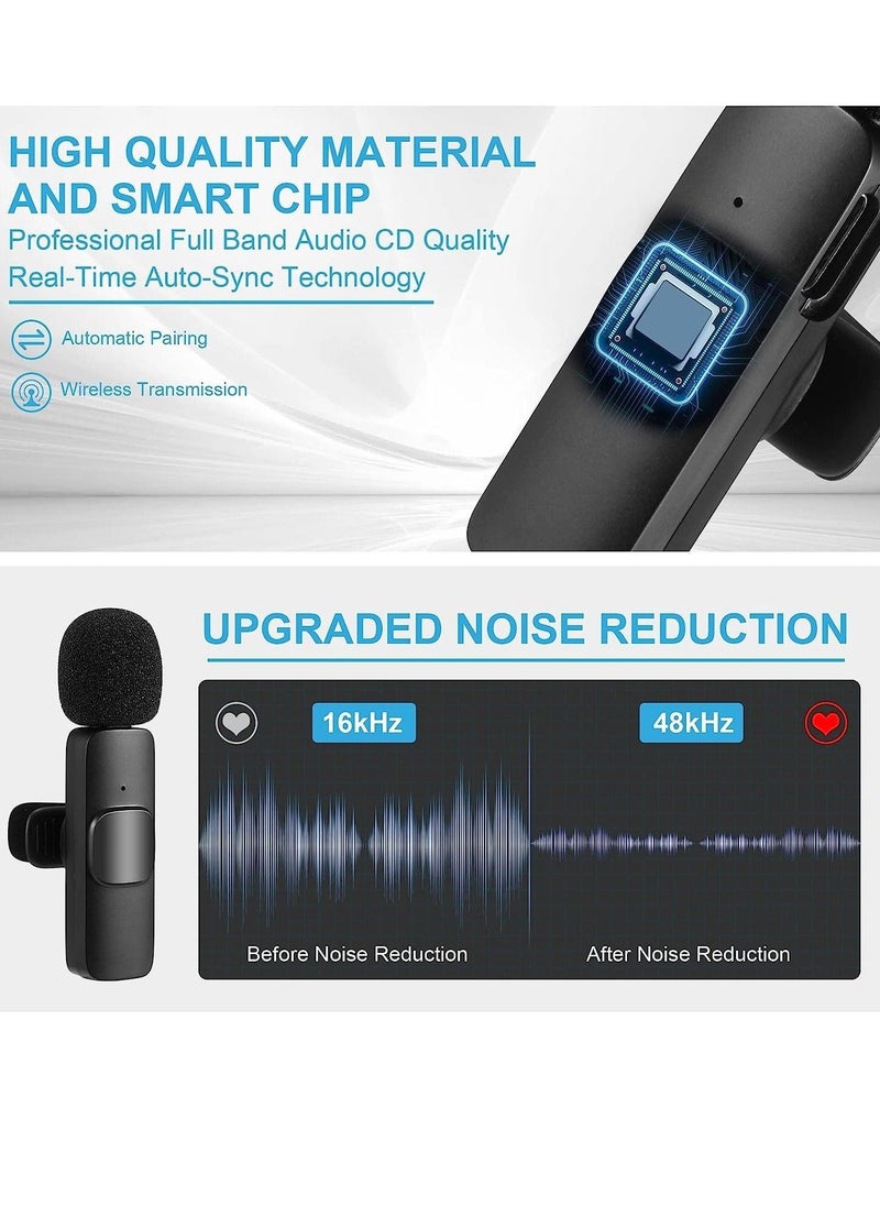 Generic - Wireless Microphone for iPhone iPad, Plug-Play Wireless Lavalier Mic with 2 Microphone for Phone Video Recording, Interview, Vlog, Auto Sync and Noise Reduction - Image 1