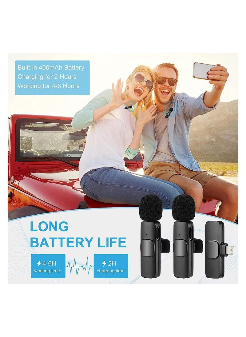 Generic - Wireless Microphone for iPhone iPad, Plug-Play Wireless Lavalier Mic with 2 Microphone for Phone Video Recording, Interview, Vlog, Auto Sync and Noise Reduction - Image 1