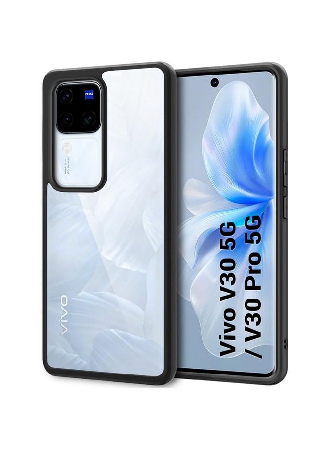 ذا جيفت كارت - غطاء خلفي أنيق ومضاد للصدمات من ذا جيفت كارت لهاتف فيفو V30 / V30 برو 5G | حماية 360 درجة | غطاء خلفي شفاف صلب وشفاف لهاتف فيفو V30 / V30 برو (PC و TPU، مصد أسود) - Image 1