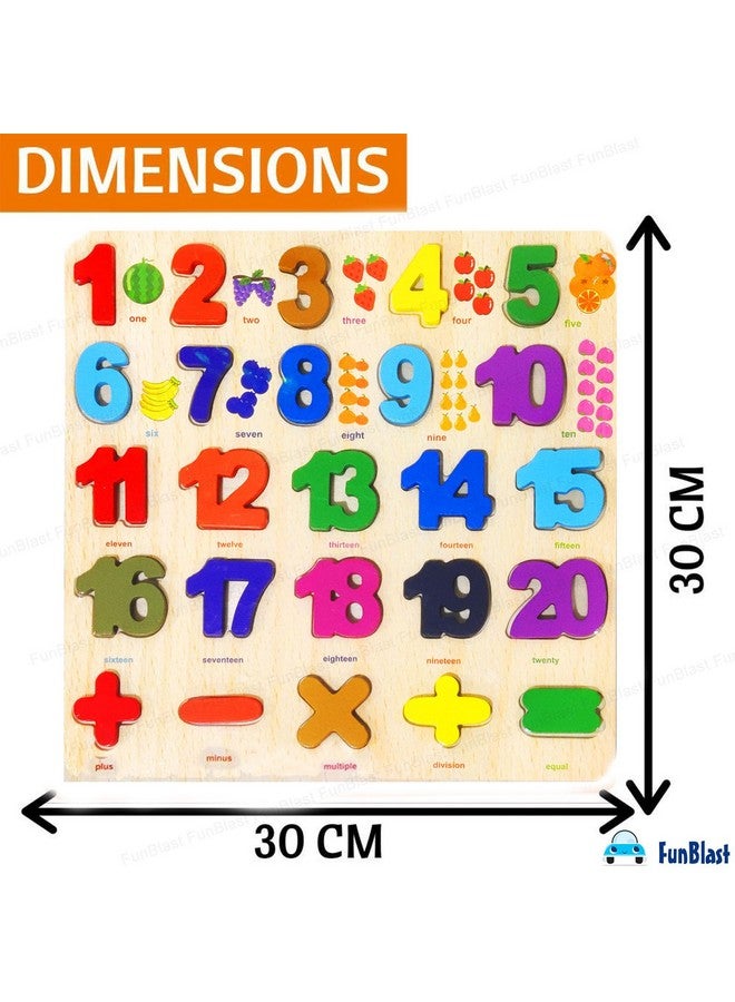 FunBlast 3D Wooden Number Learning Board - Numer and 123 Learning Educational Board for Kids/Toddlers/Children | Montessori Digital Board Educational Number Learning Puzzle Toy - Image 2